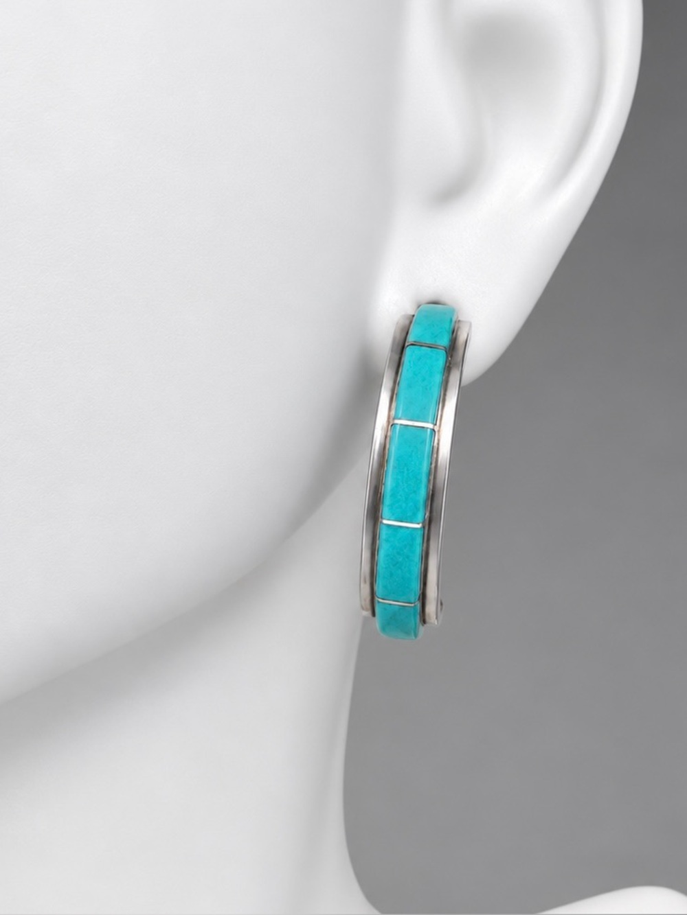 Southwestern Turquoise Inlay Sterling Silver Earrings